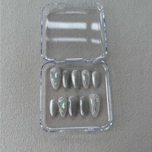 Silver Glitter Press-On Nails